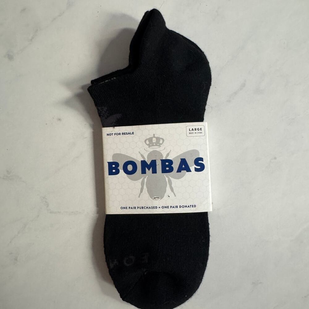 Bombas Black Ankle Socks Stretch Honeycomb Arch Support Blister Tab Size L Large